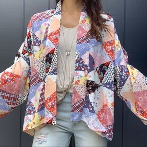 GAP Print Patchwork Kimono Top | Size L-XL | Multi-Color